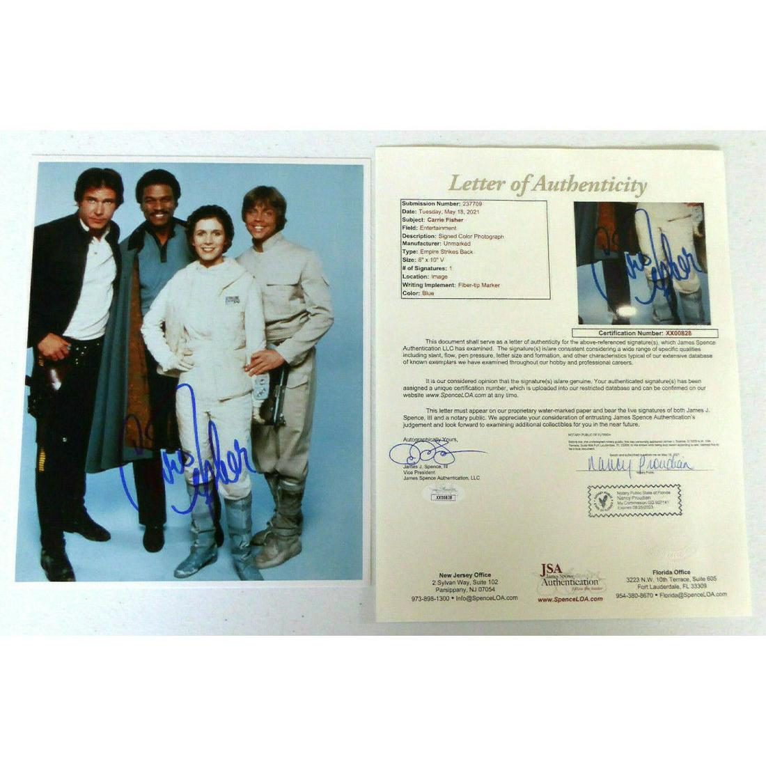 Carrie Fisher Hand Signed Starwars Photo JSAO COA RARE (1 of 1)