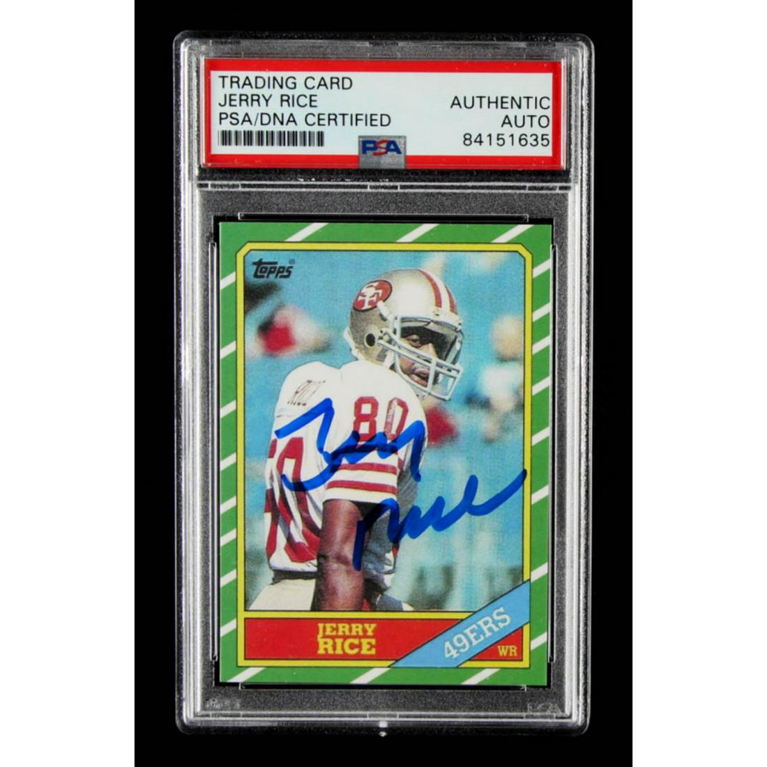 Jerry Rice Signed 1986 Topps #161 RC Reprint (PSA (1 of 1)
