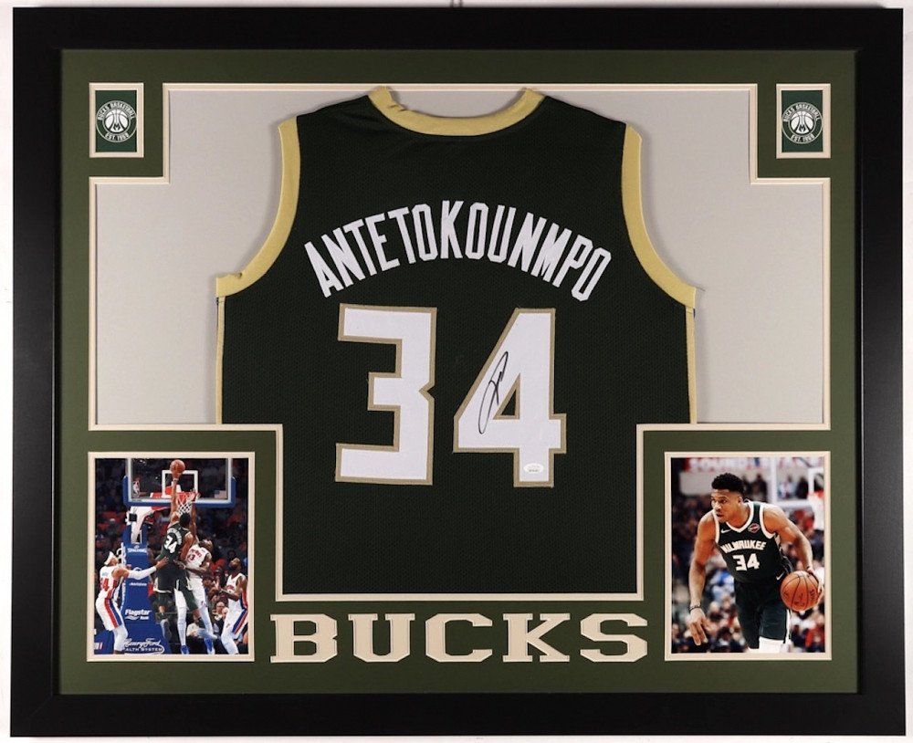 Giannis Antetokounmpo Signed 35x43 Custom Framed Jersey (1 of 1)