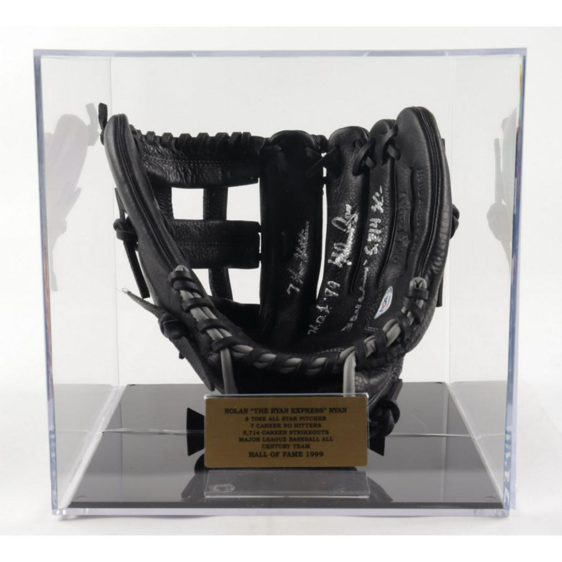 Nolan Ryan Signed Baseball Glove with Display Case with (1 of 1)