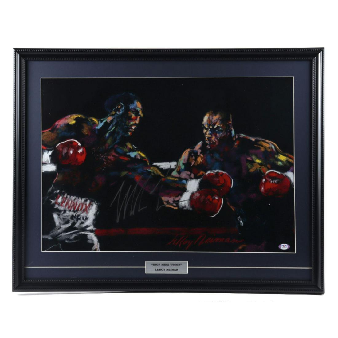 Mike Tyson Signed 22x28 Original LeRoy Neiman MGM Fight: Mike Tyson Signed 22x28 Original LeRoy Neiman MGM Fight Lithograph (PSA Hologram)