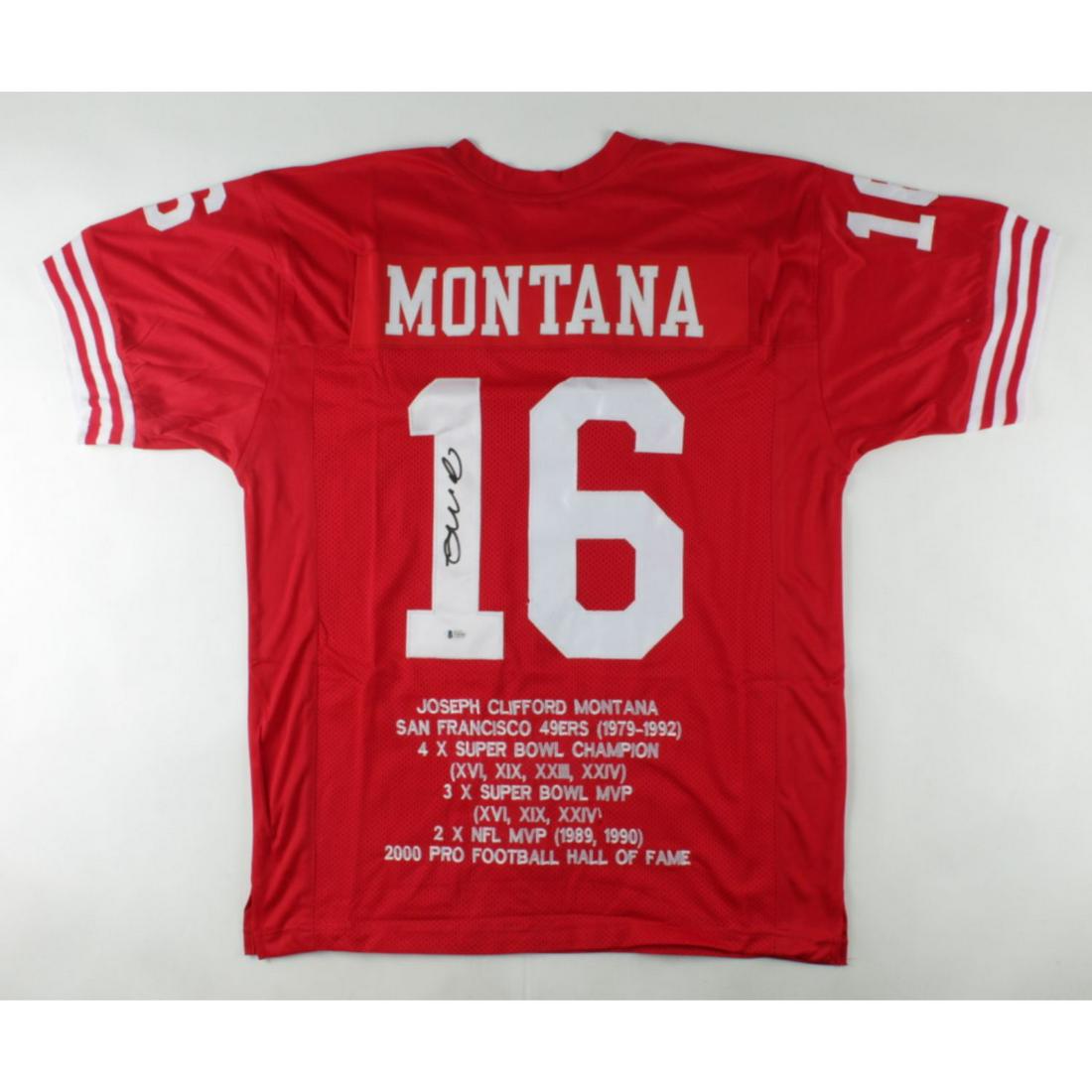Joe Montana Signed Career Highlight Stat Jersey (1 of 2)