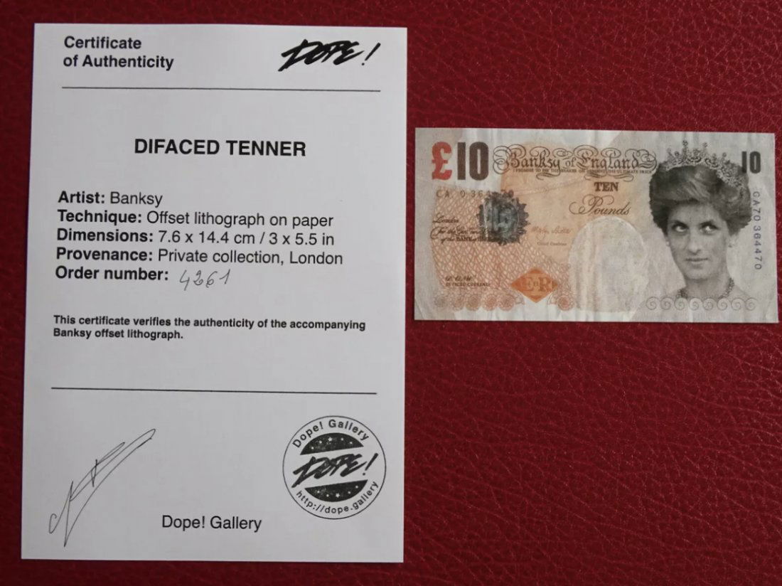 Banksy Di-Faced Tenner COA, Provenance (1 of 1)