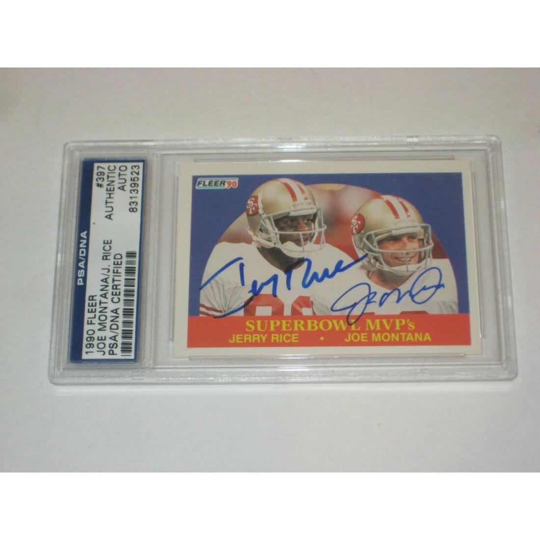 JOE MONTANA & JERRY RICE (49ers) Signed 1990 FLEER Card (1 of 1)