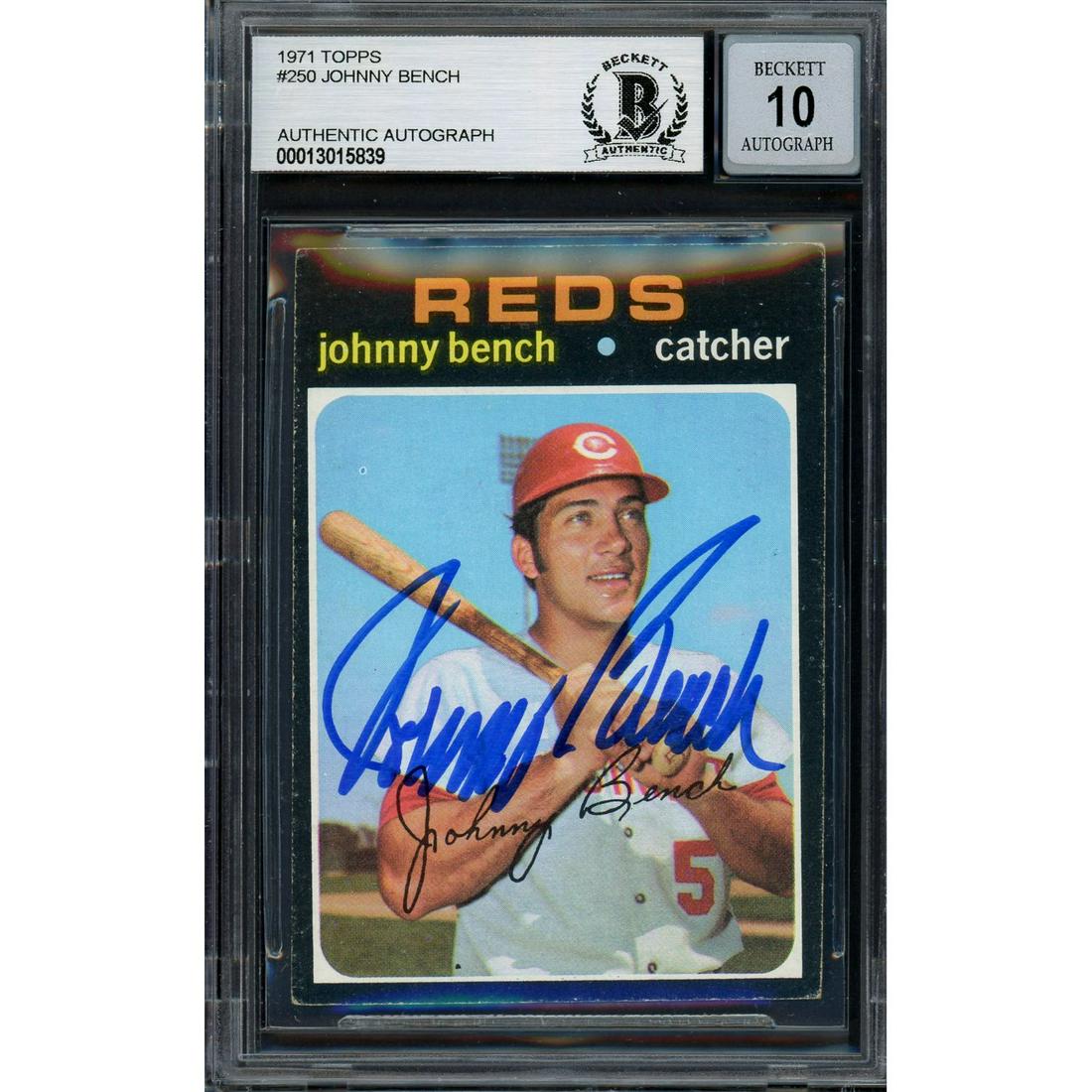 Johnny Bench Autographed 1971 Topps Card #250 (1 of 1)