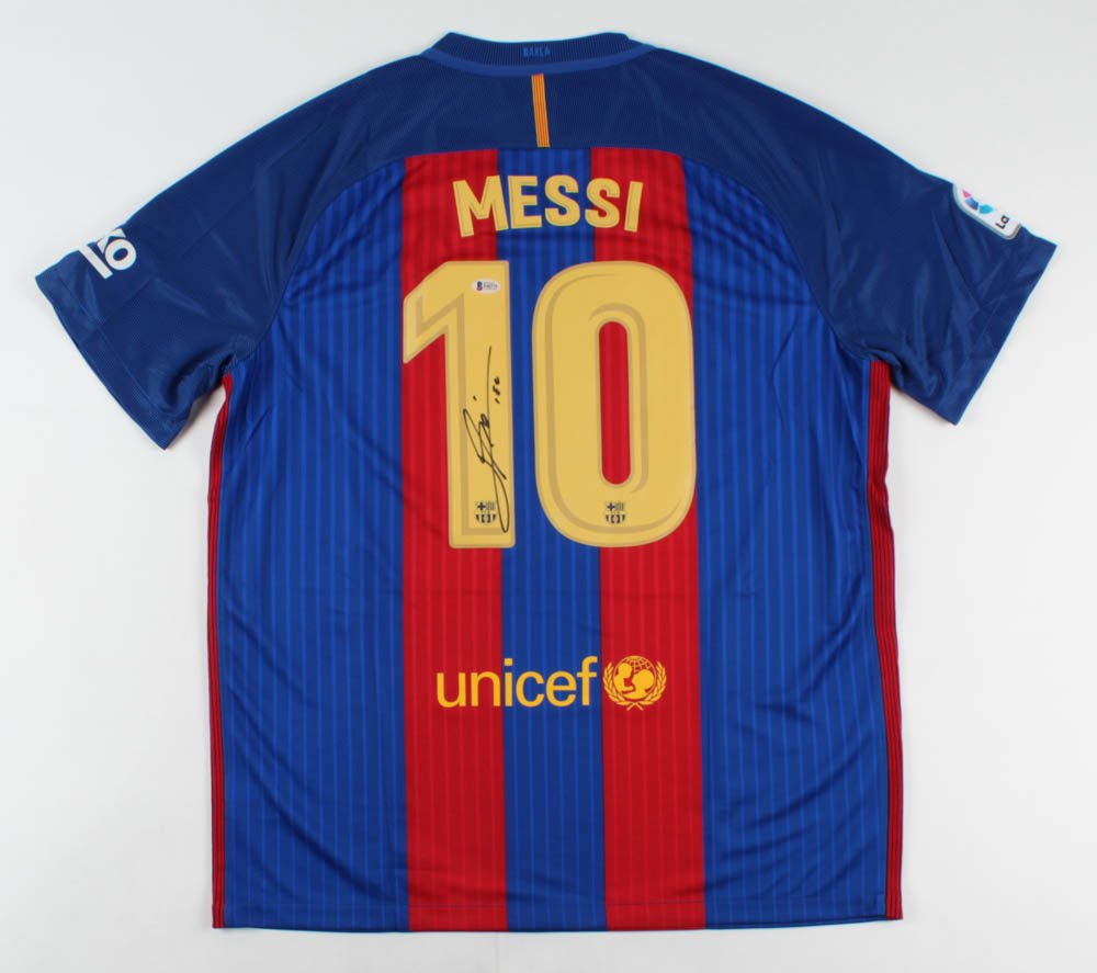 Lionel Messi Signed FC Barcelona Jersey Inscribed "Leo": Lionel Messi Signed FC Barcelona Jersey Inscribed "Leo" (Beckett COA)