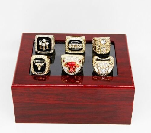 6pcs/set Chicago Bulls Championship Rings Size 11 In wo (1 of 1)