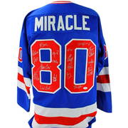 Mike Eruzione Signed Team USA Miracle on Ice Custom Stat Jersey (Leaf COA)