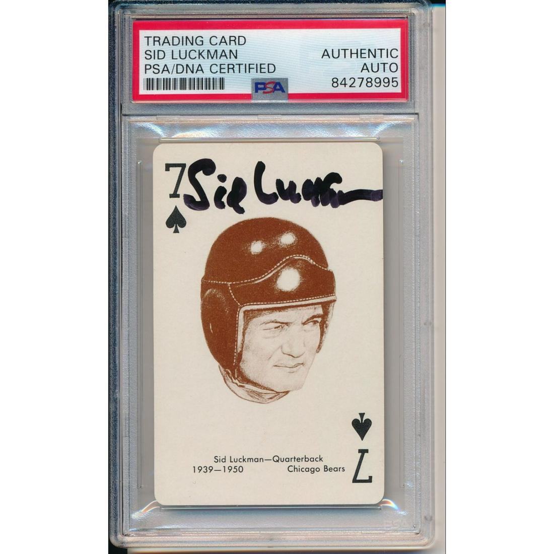Sid Luckman HOF Chicago Bears Signed 1963 Stancraft (1 of 2)
