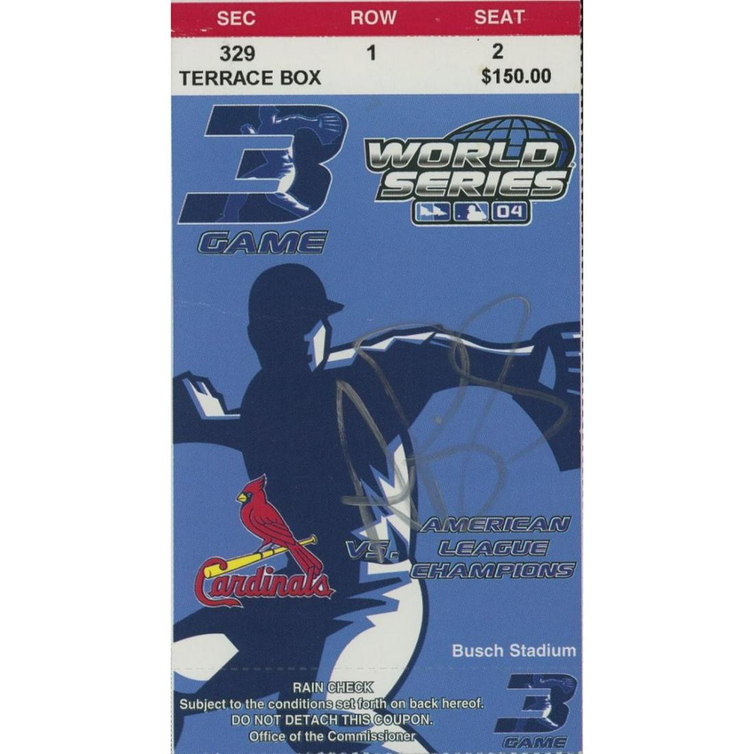 Albert Pujols Signed 2004 World Series Game 3 Ticket (1 of 1)