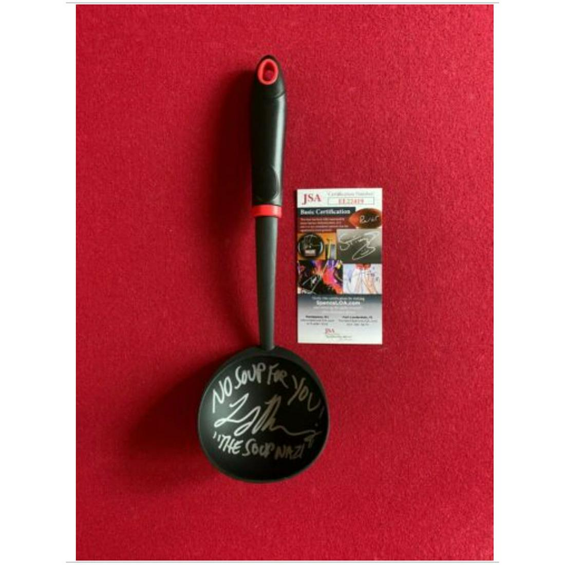 The Soup Nazi, (Larry Thomas) "Autographed" (JSA) Soup: The Soup Nazi (Larry Thomas), (Seinfeld) "Autographed" (JSA Authentication), Soup Ladle. Excellent Condition. Larry has Added the Inscriptions: "NO SOUP FOR YOU!" and "THE SOUP NAZI" under his Autogra