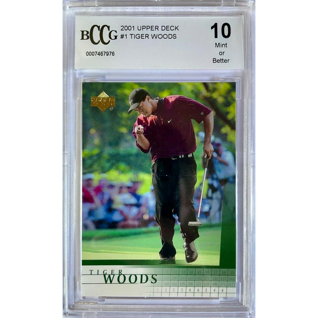 2001 Upper Deck Tiger Woods #1 GEM MT BCCG 10 | Rookie (1 of 1)