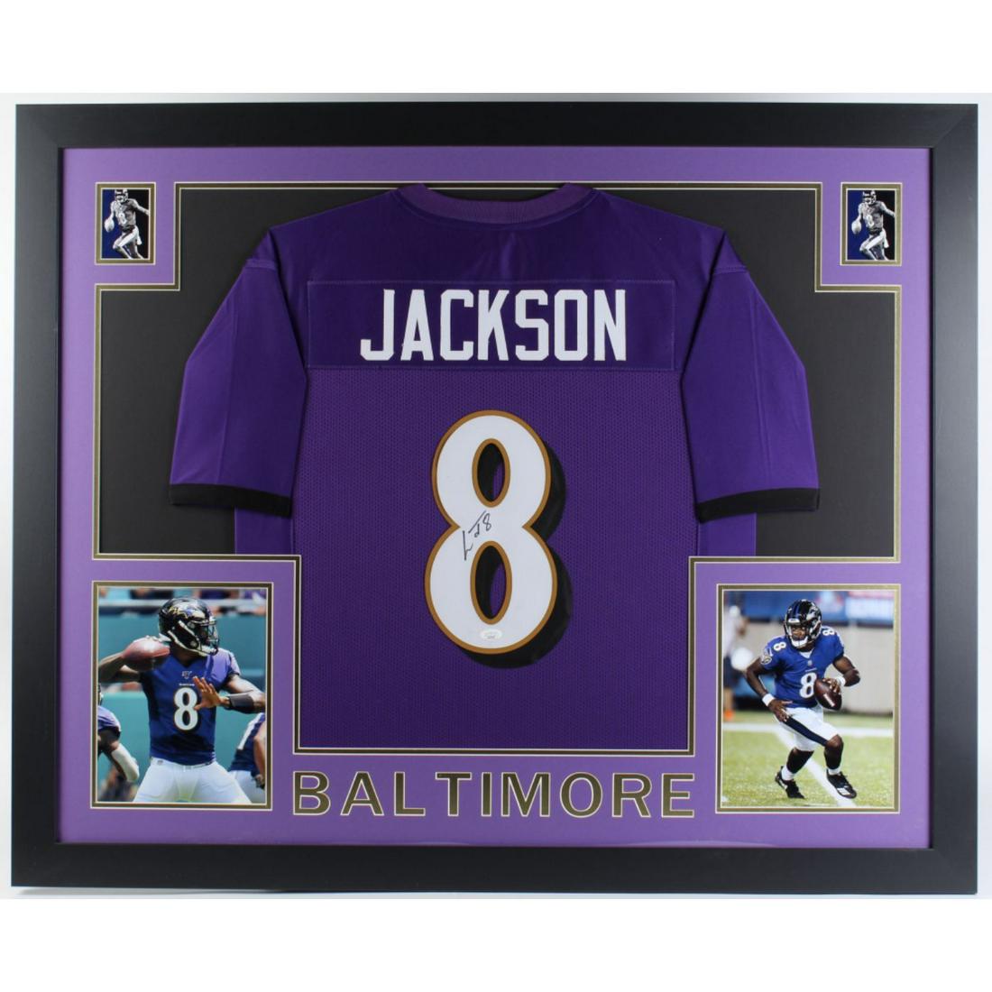 Lamar Jackson Signed 35x43 Custom Framed Jersey (JSA (1 of 1)