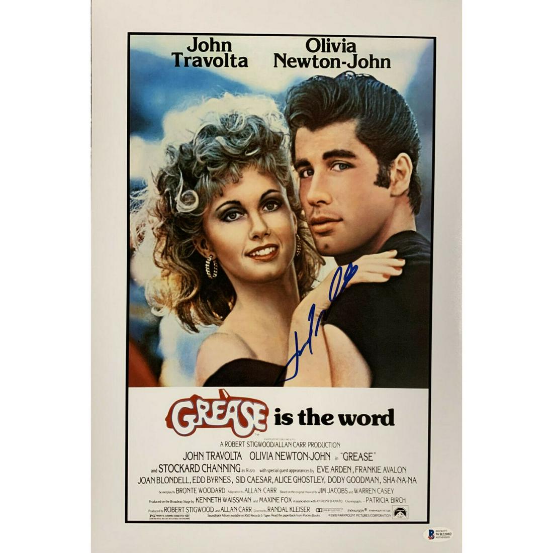 John Travolta Signed 12x18 Grease Movie Poster Photo (1 of 1)