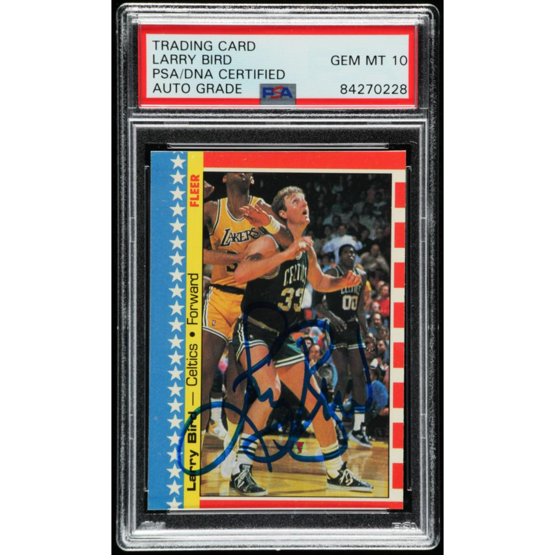 Larry Bird Signed 1987-88 Fleer Stickers #4 (PSA (1 of 1)