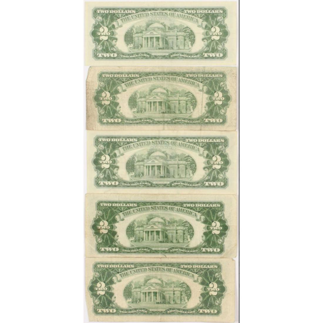 Lot of (5) 1953-63 $2 Two-Dollar Red Seal U.S. Legal (1 of 2)