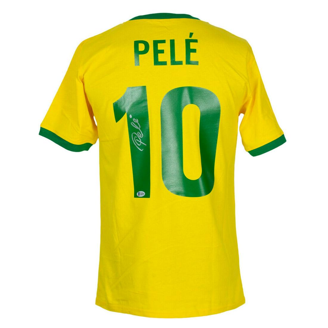 Pele Signed Yellow Brazil Soccer Jersey BAS: Pele Signed Yellow Brazil Soccer Jersey BAS
