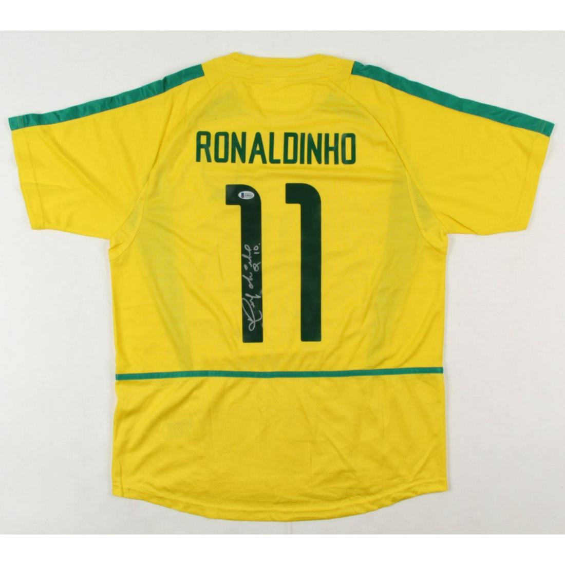 Ronaldinho Signed Jersey Inscribed "R10" (Beckett COA): Ronaldinho Signed Jersey Inscribed "R10" (Beckett COA)