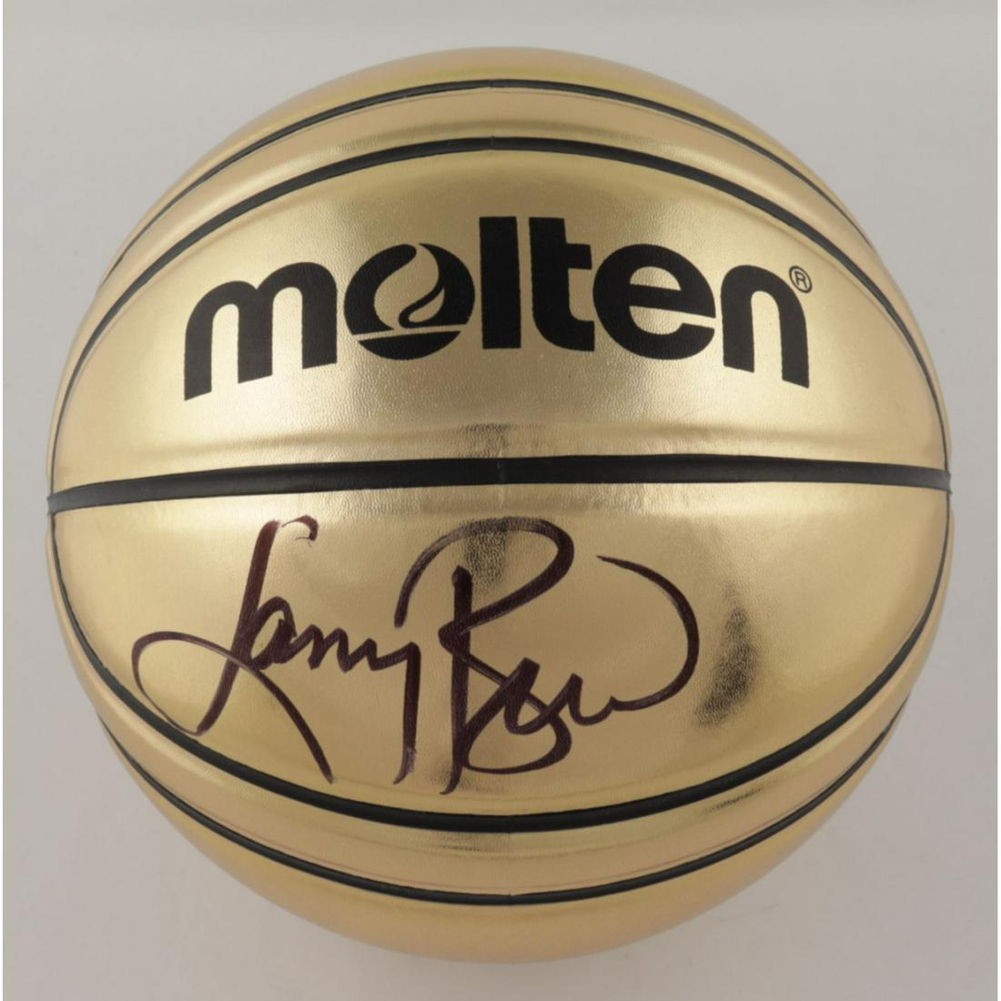 Larry Bird Signed Molten Gold Basketball (JSA COA) (See (1 of 2)