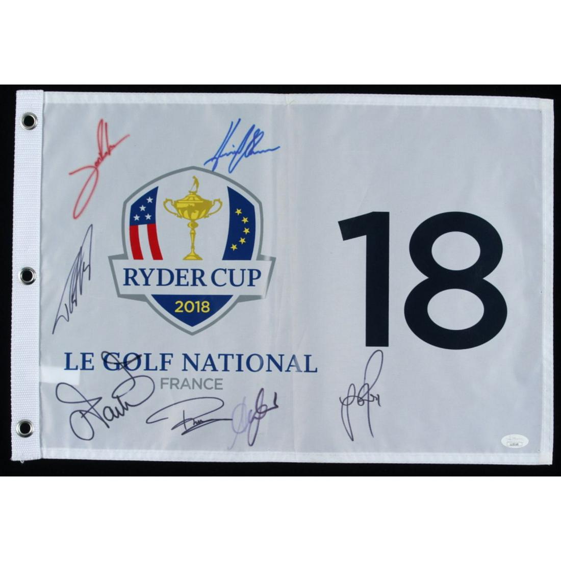 2018 Ryder Cup Golf Pin Flag Signed by (7) with Jon (1 of 1)