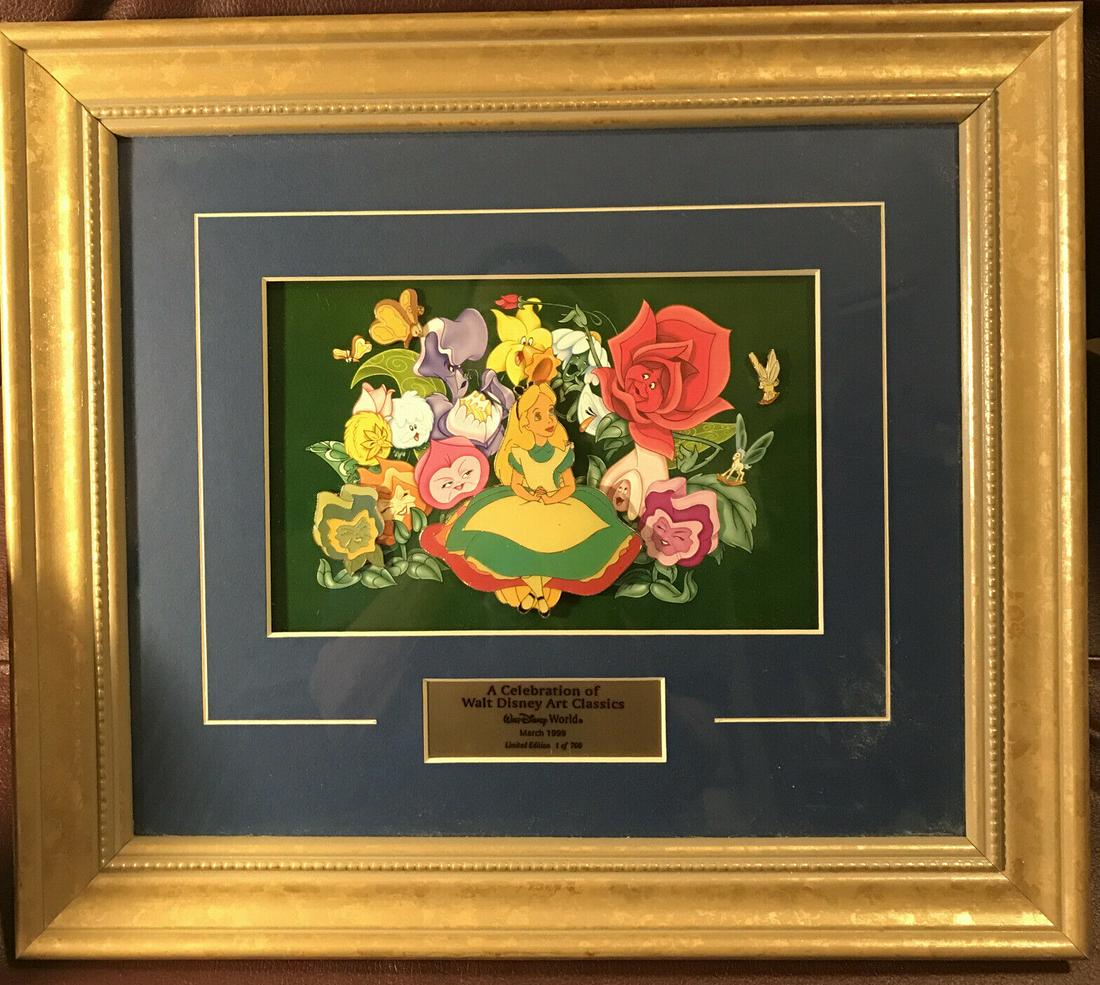 â€œAlice in Wonderlandâ€ Flowers Framed Pin Set 1999: â€œAlice in Wonderland” Flowers Framed Pin Set 1999 LE 700