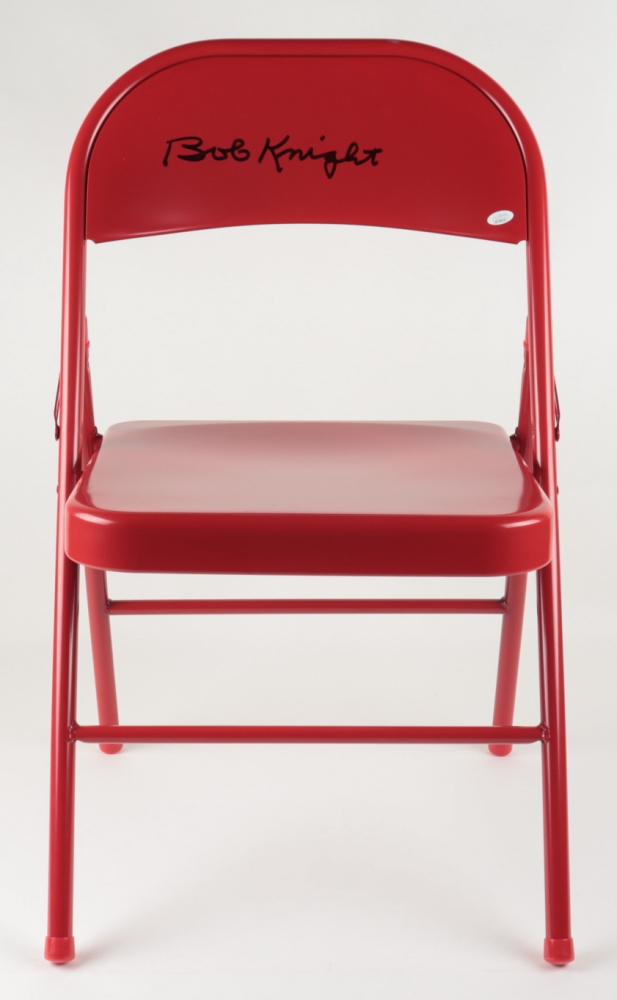 Bobby Knight Signed Red Metal Folding Chair (JSA COA) (1 of 1)