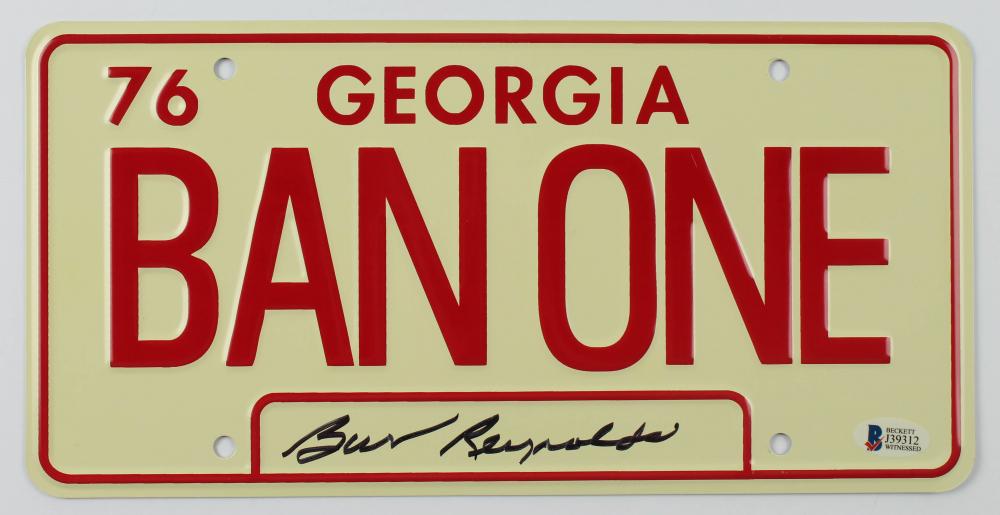 Burt Reynolds Signed "Smokey and the Bandit" 6x12: "Smokey and the Bandit" license plate measures 6" by 12" in size and has been hand-signed by Burt Reynolds (D. 2018, Bo Darville "Bandit").The lot / autograph(s) includes an official Beckett Authentic
