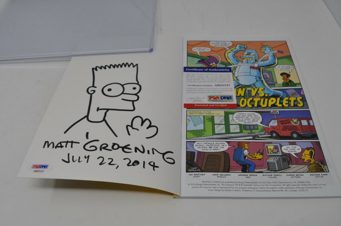 Signed Matt Groening Bart Simpson Hand Drawing PSA/DNA (1 of 2)