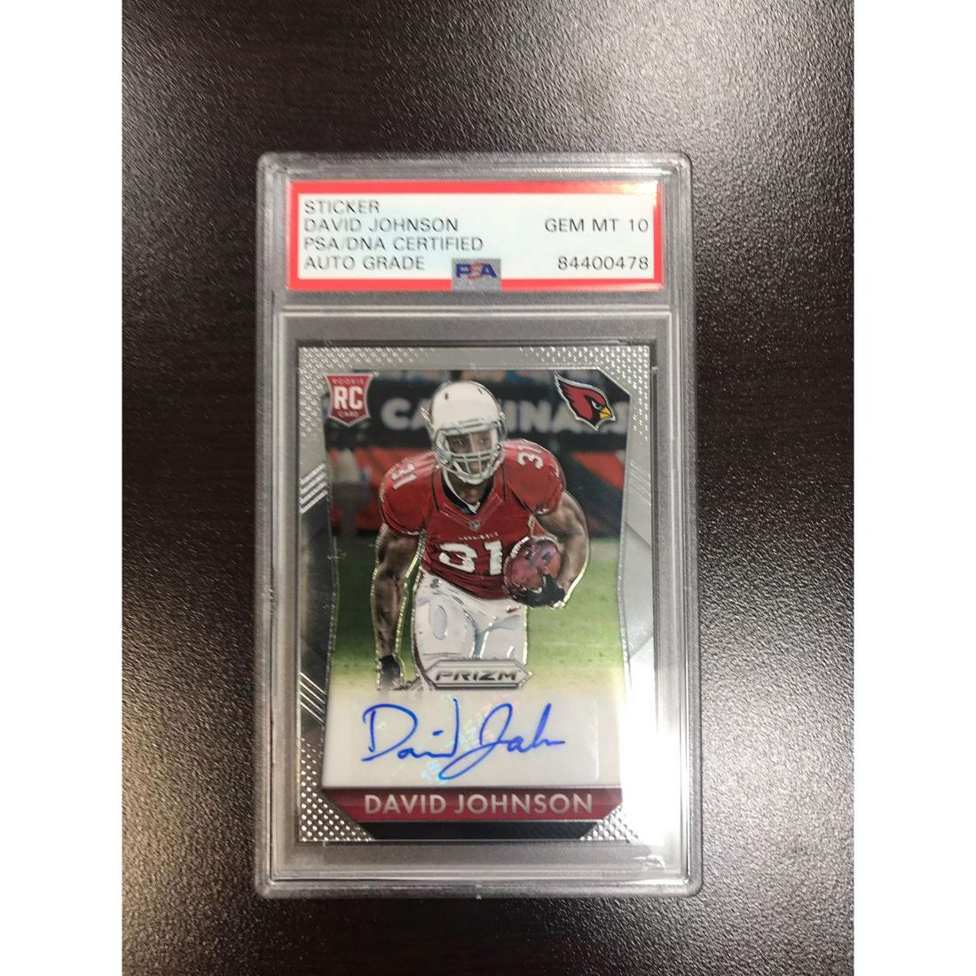 David Johnson 2015 Panini Prizm Rookie Autographs: David Johnson 2015 Panini Prizm Rookie Autographs #RS-DJ RC PSA 10 AUTO