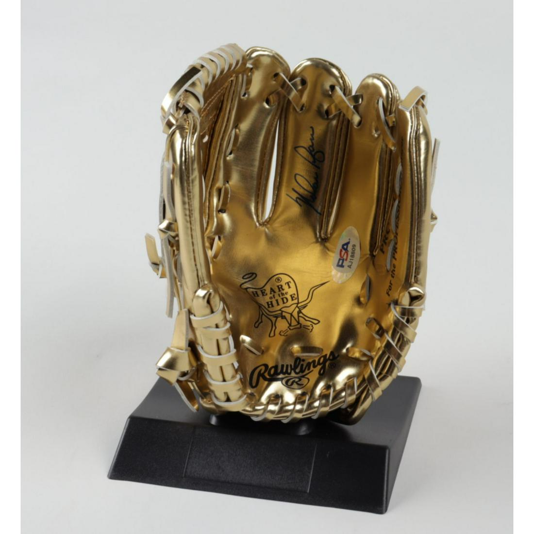 Nolan Ryan Signed Mini Golden Glove With Display Stand (1 of 2)