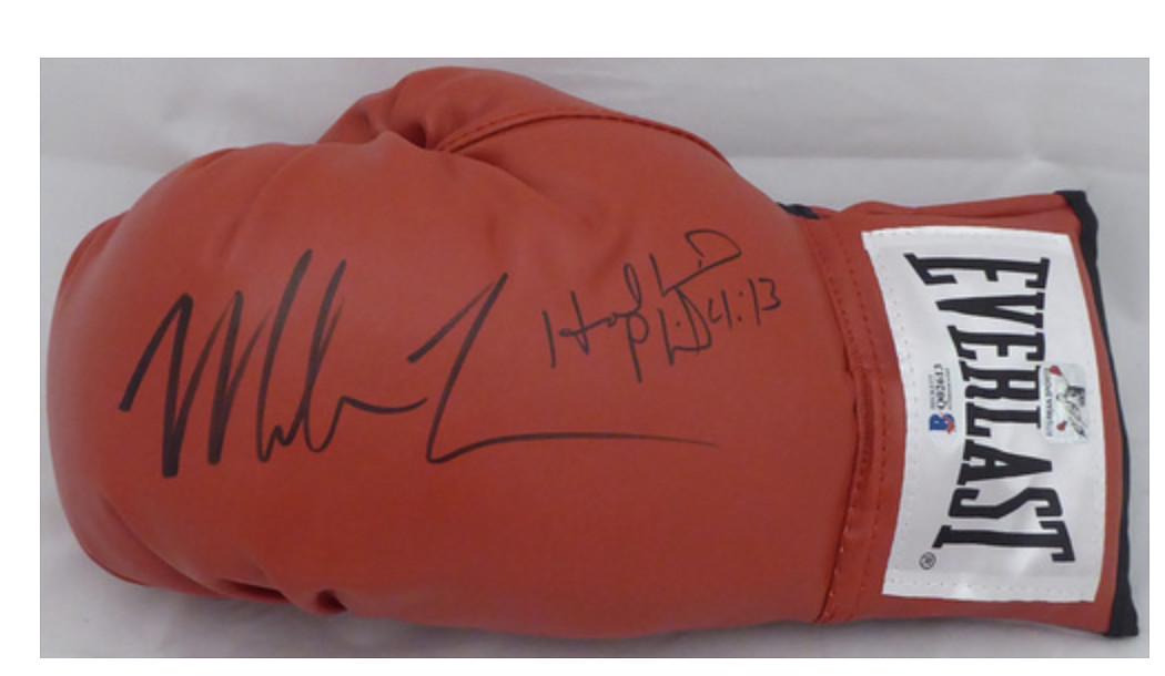 Mike Tyson & Evander Holyfield Autographed Red Everlast (1 of 1)
