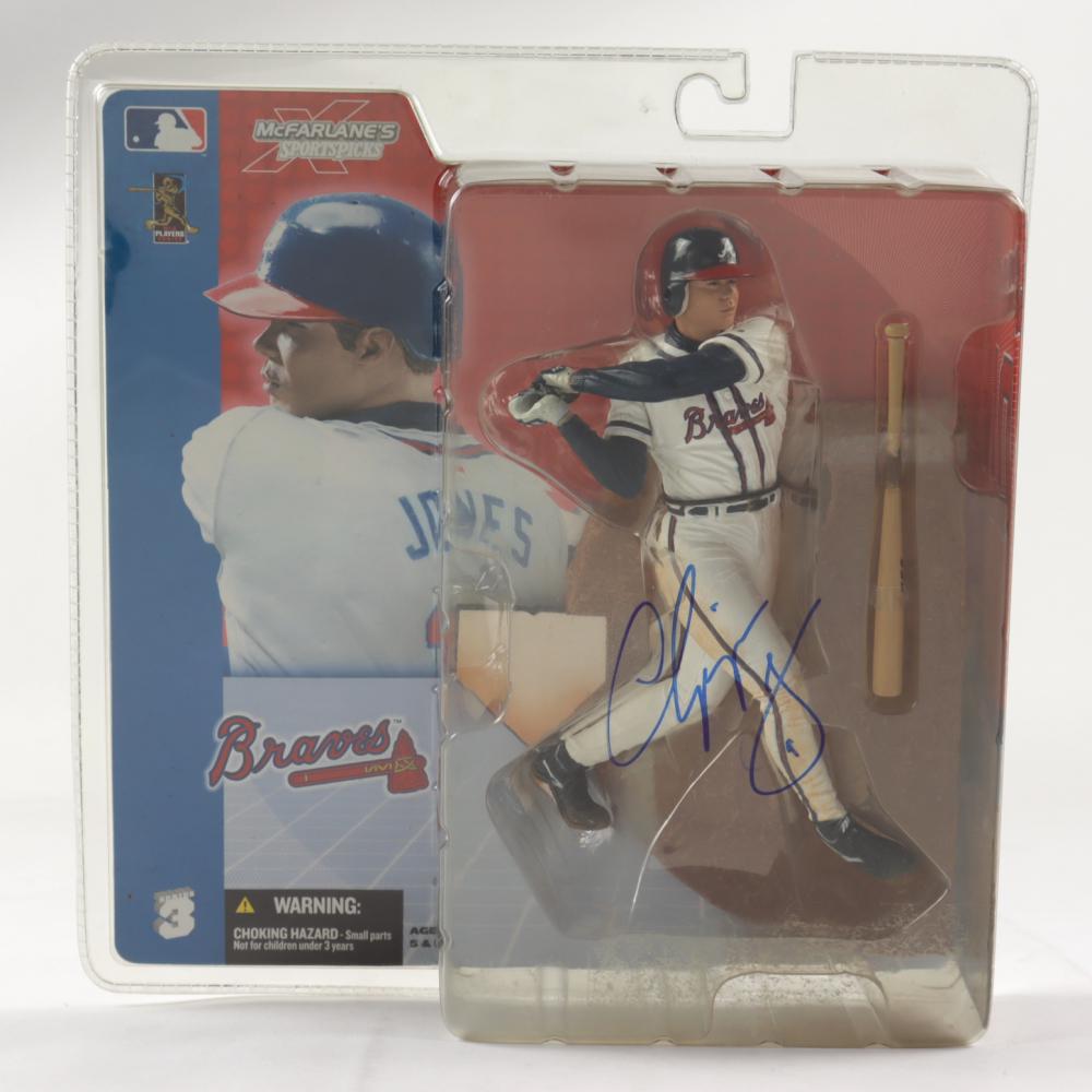 Chipper Jones Signed Braves McFarlane's Sports Picks: MacFarlane Toys MacFarlane's Sports Picks Series 3 action figure measures approximately 4" in height and has been hand-signed by Chipper Jones (Atlanta Braves, HOF). Comes in original factory sealed p