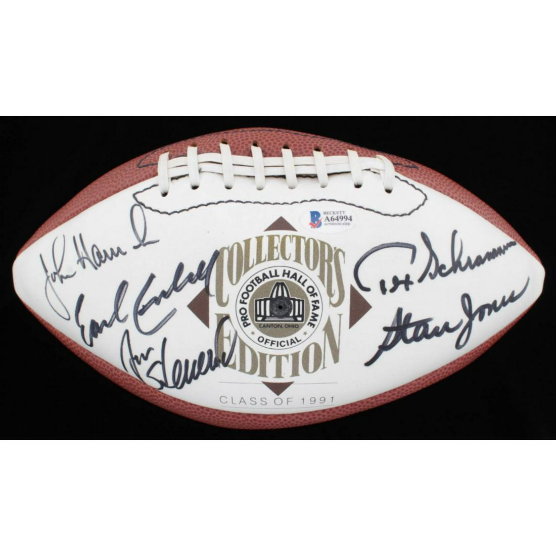 Hall Of Fame Logo Football Signed by (5) Earl Campbell,: Hall Of Fame Logo Football Signed by (5) Earl Campbell, John Hannah, Stan Jones, Tex Schramm & Jan Stenered (Beckett LOA) (See Description)