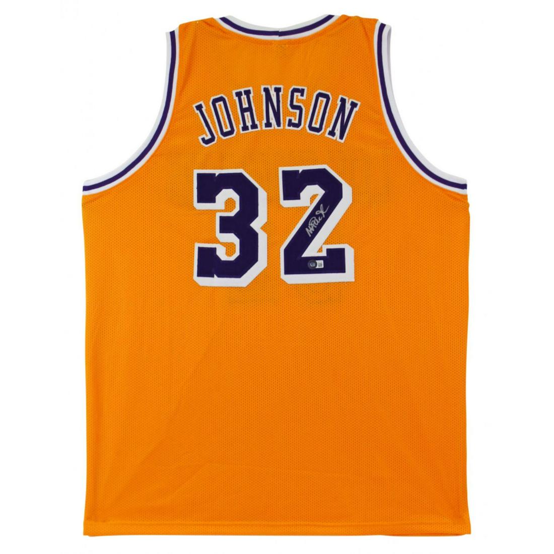 Magic Johnson Signed Jersey (Beckett COA) *YELLOW* (1 of 2)