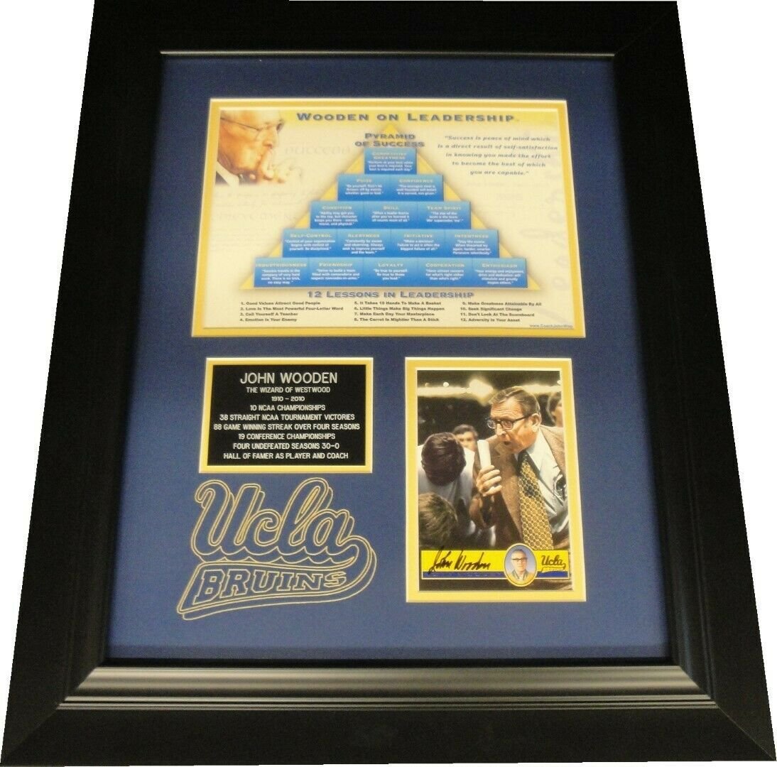 John Wooden Hand Signed Autograph Card Framed UCLA (1 of 1)