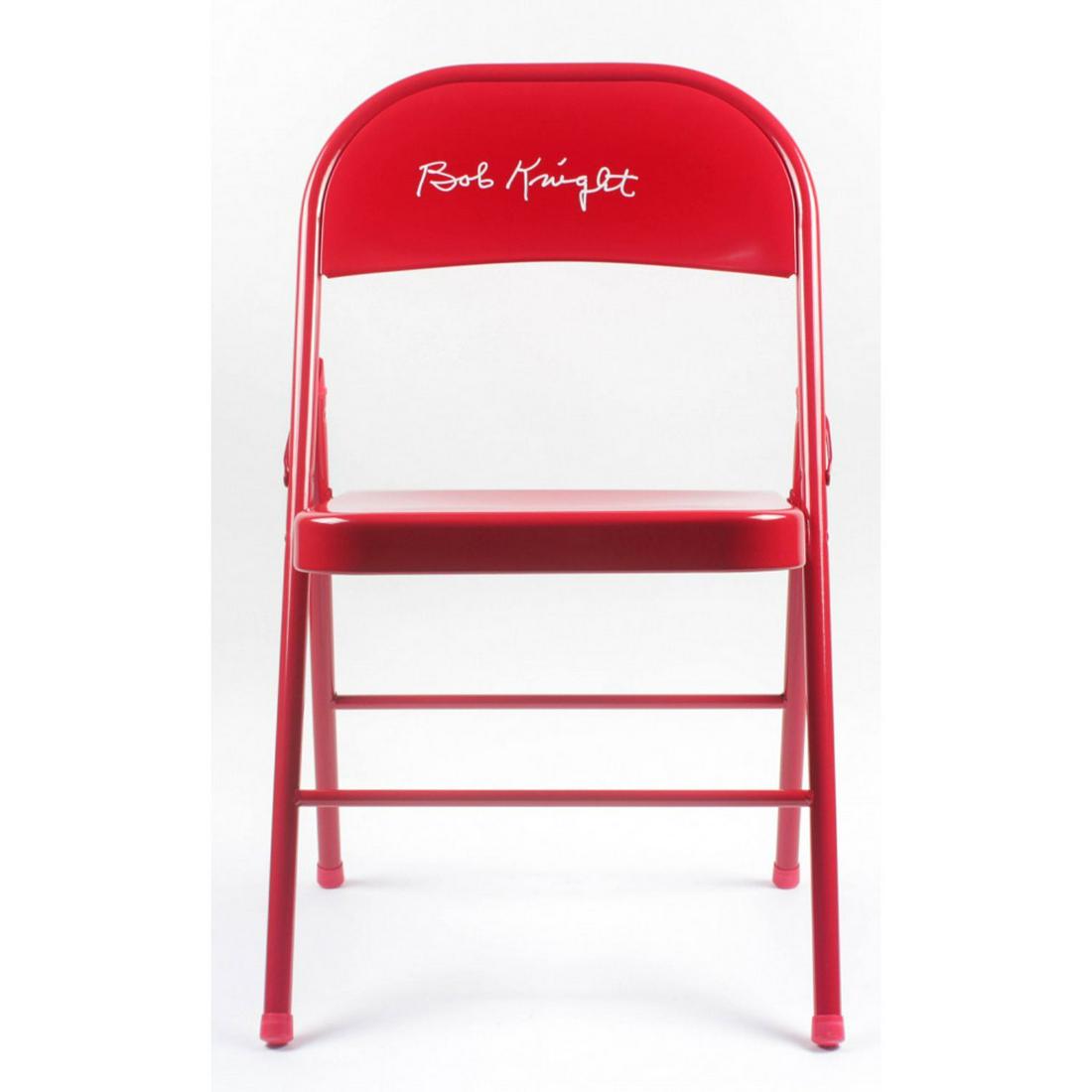 Bobby Knight Signed Red Metal Folding Chair (Schwartz: Bobby Knight Signed Red Metal Folding Chair (Schwartz Sports COA)