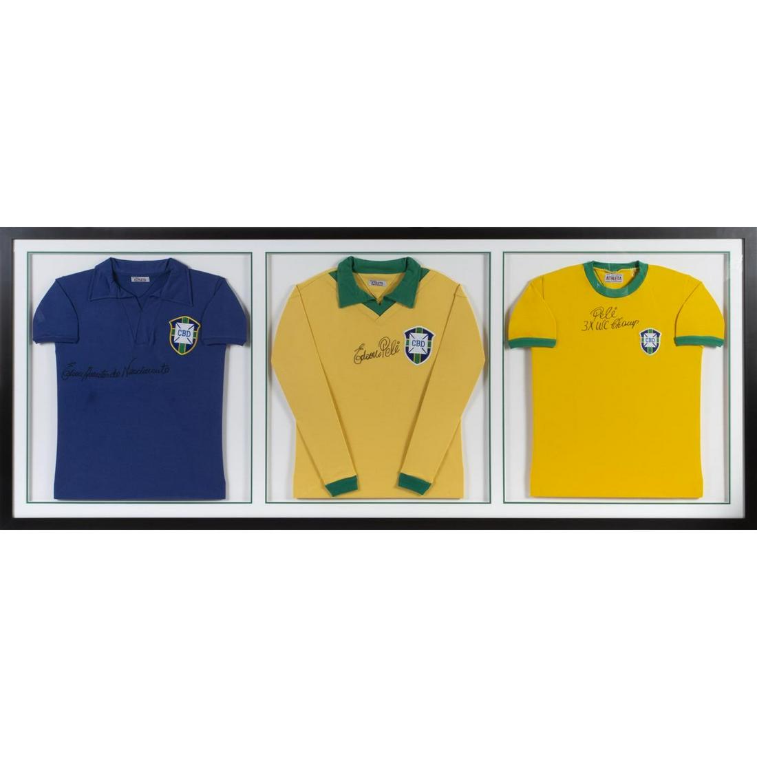 PELÃ‰ SIGNED AND INSCRIBED BRAZIL WORLD CUP JERSEYS (1 of 4)