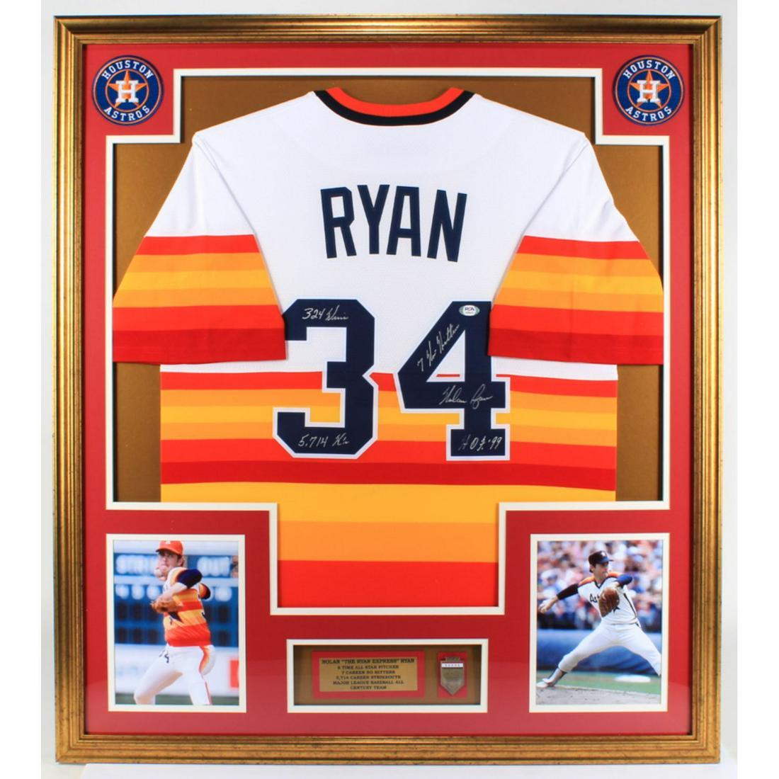 Nolan Ryan signed and Framed Astros Jersey PSA COA (1 of 1)