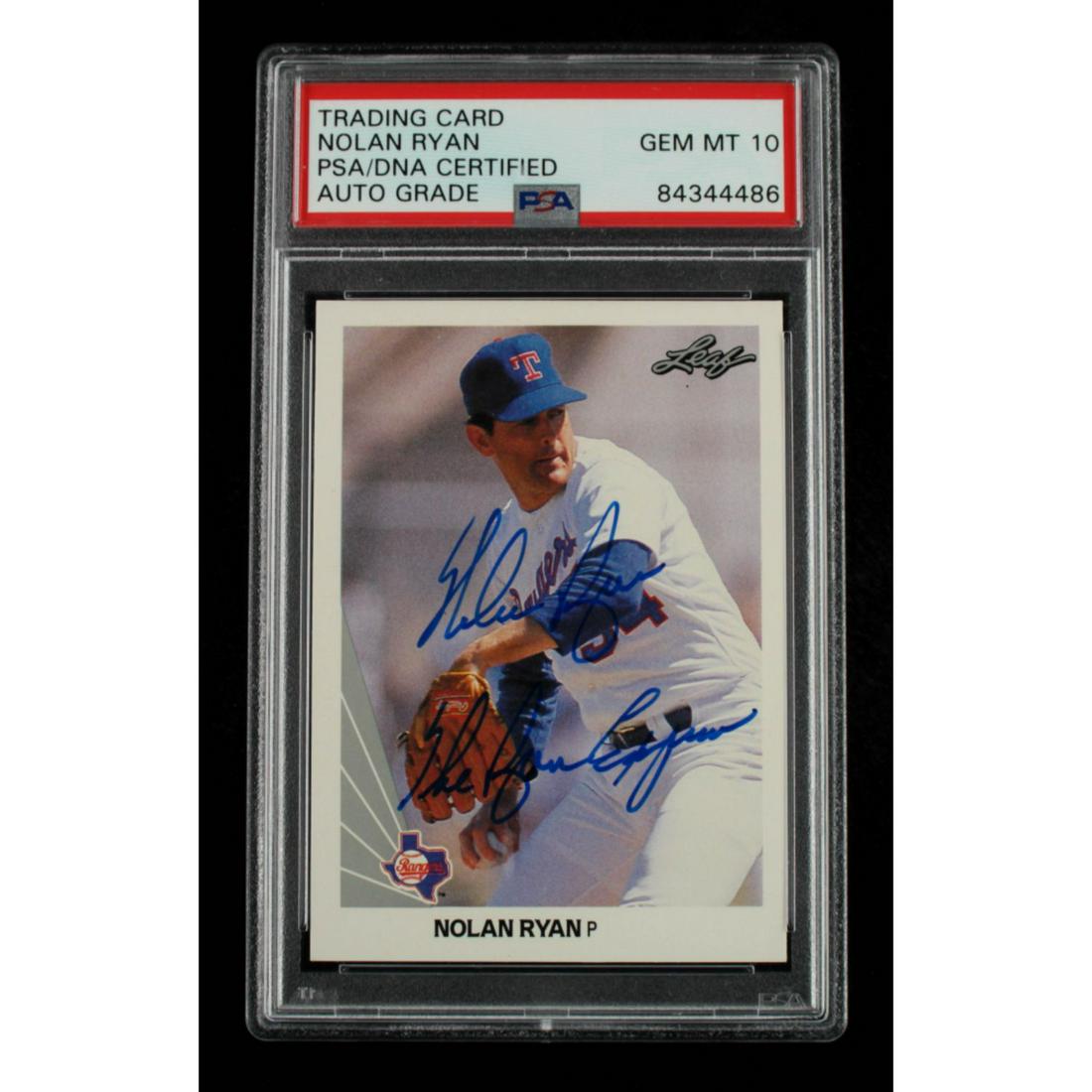 Nolan Ryan Signed 1990 Leaf #21 Inscribed "The Ryan (1 of 1)