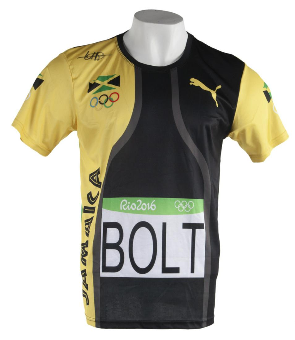 USAIN BOLT SIGNED 2016 RIO OLYMPICS JAMAICA JERSEY (1 of 1)