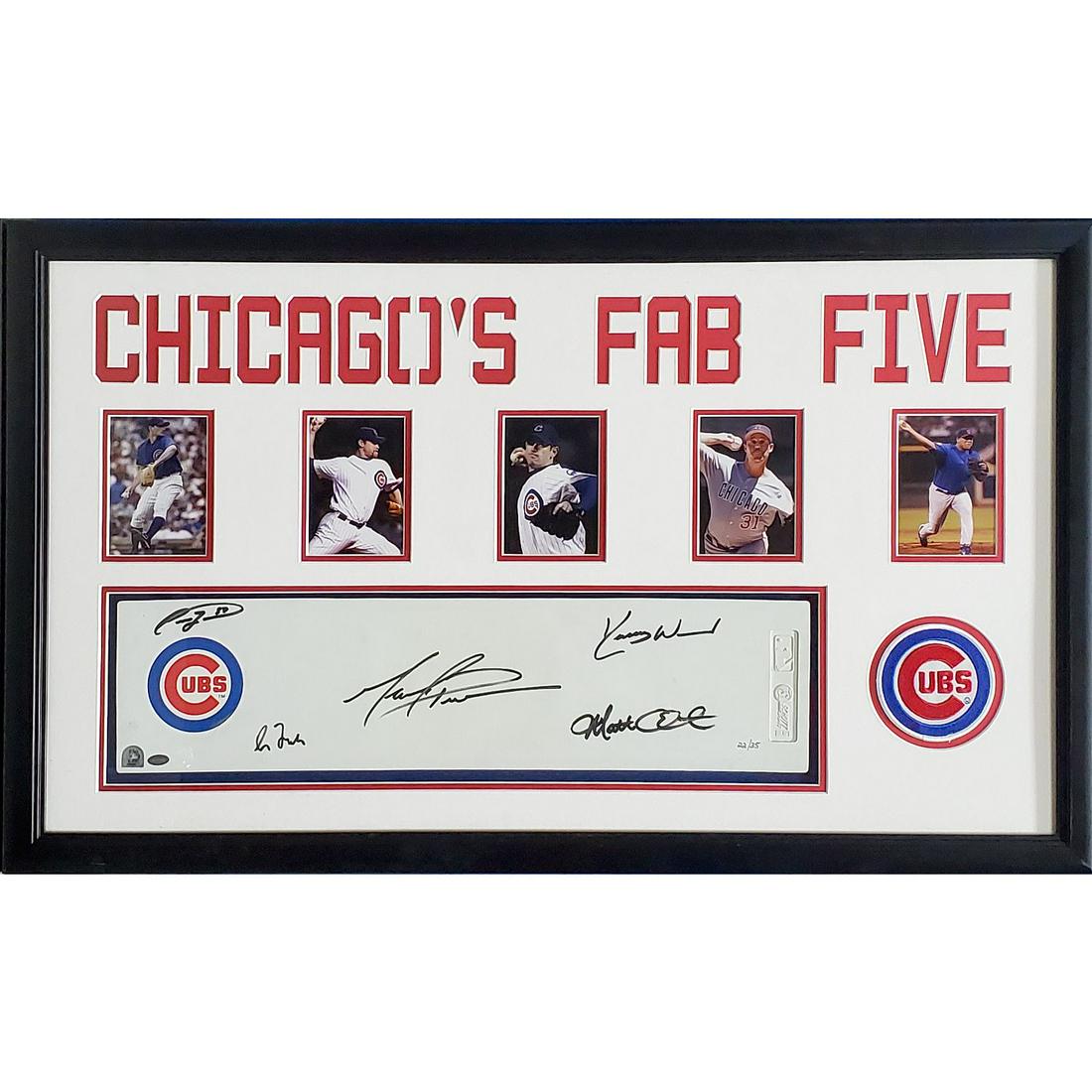 Chicago Cubs Starting Rotation Autographed Framed 6x24 (1 of 2)