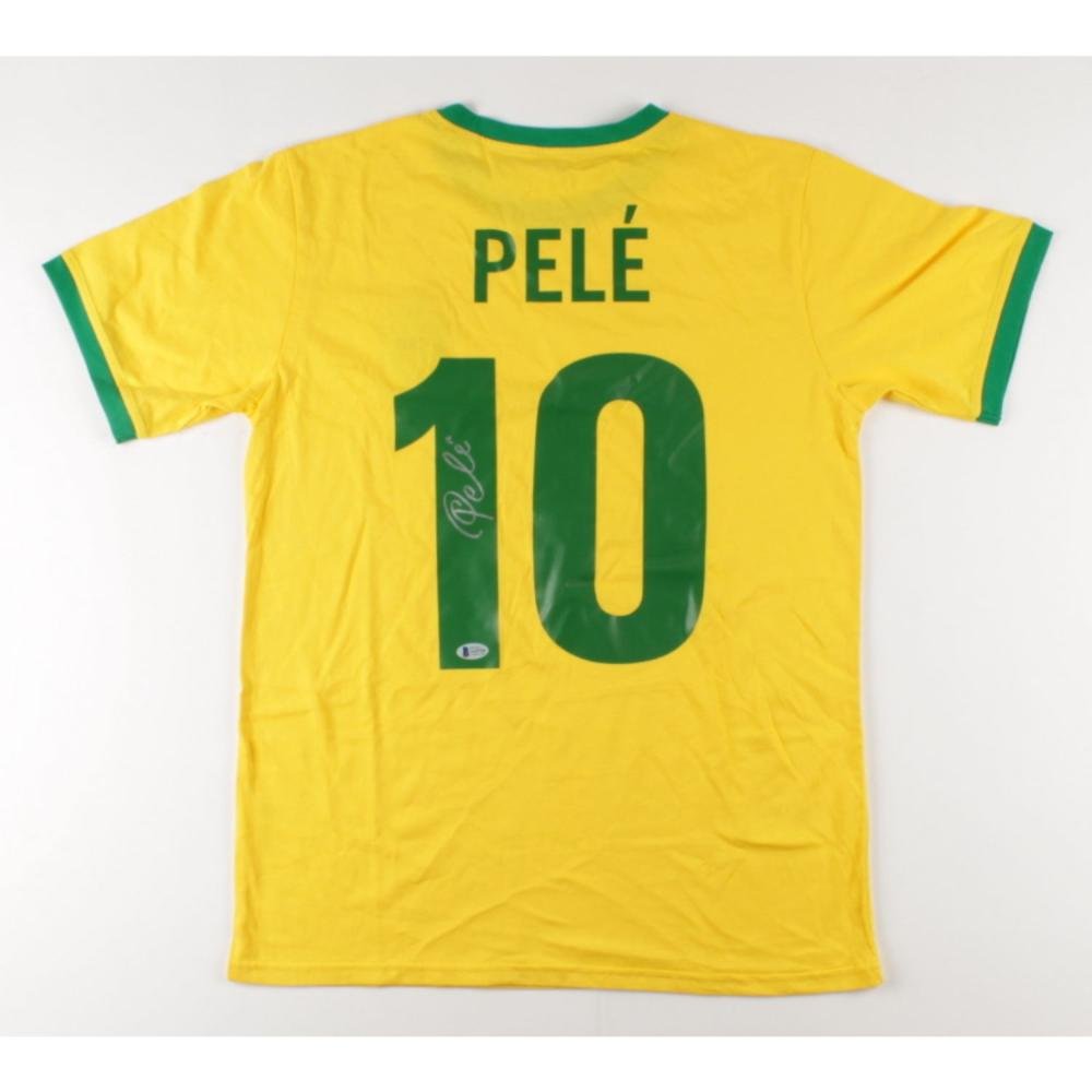 Pele hand signed Brazil jersy BAS COA: Pele hand signed Brazil jersy BAS COA