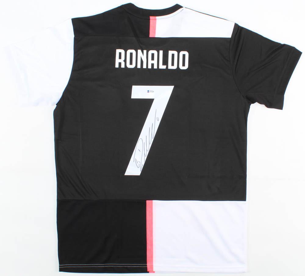Cristiano Ronaldo Signed Juventus Jersey (Beckett COA): Adidas on-field style jersey. Everything is printed on, size XL. Hand-signed by Cristiano Ronaldo.