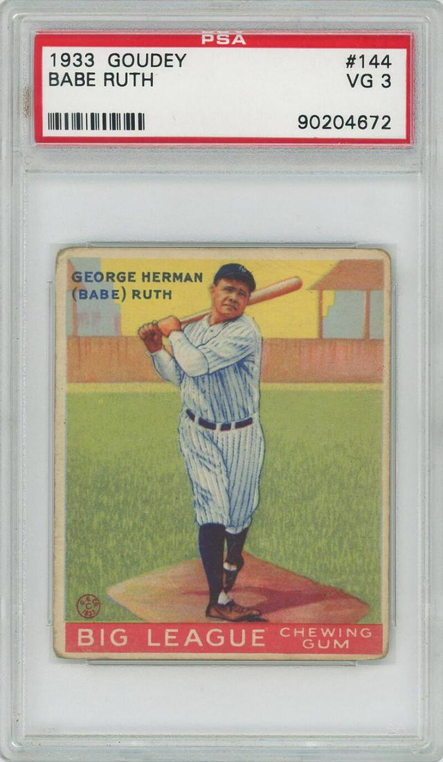 1933 Babe Ruth Goudey #144 PSA 3 VG (1 of 1)