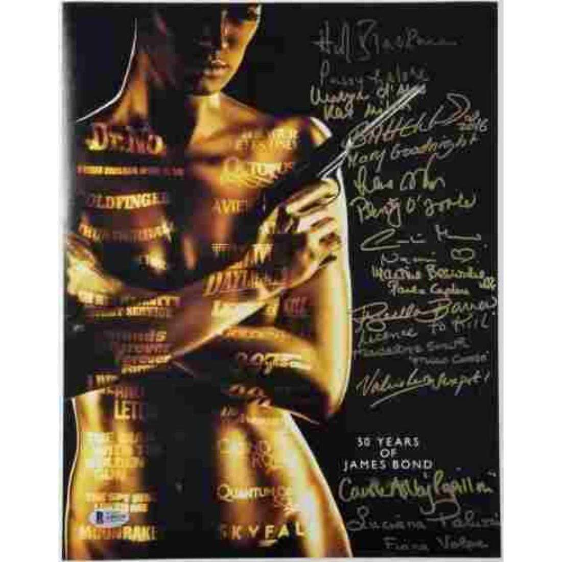 James Bond Girl multi-signed 11x14 Photo 11 Autographs: The item is signed by Honor Blackman (P. Galore), Britt Eckland (Mary Goodnight), Lana Wood (Plenty O'Toole), Martine Beswick (Paula Caplan), Caroline Munro (Naomi), Priscilla Barnes (License to Kill)
