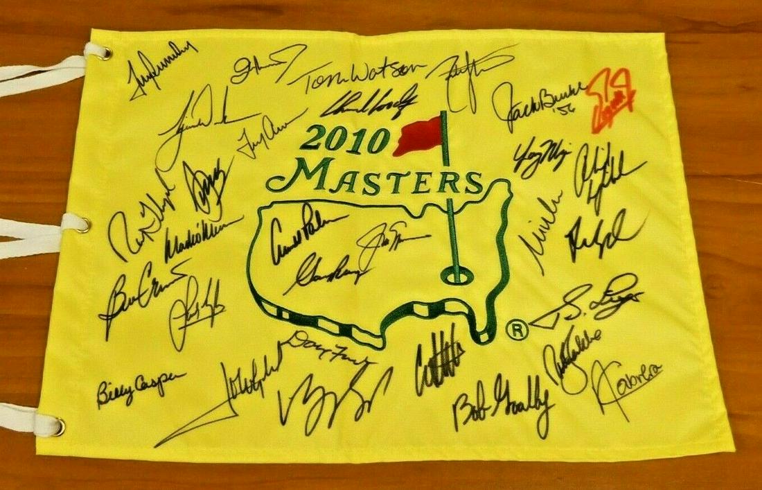 Masters Champs Signed Flag Tiger Woods Palmer Jack Nick (1 of 2)