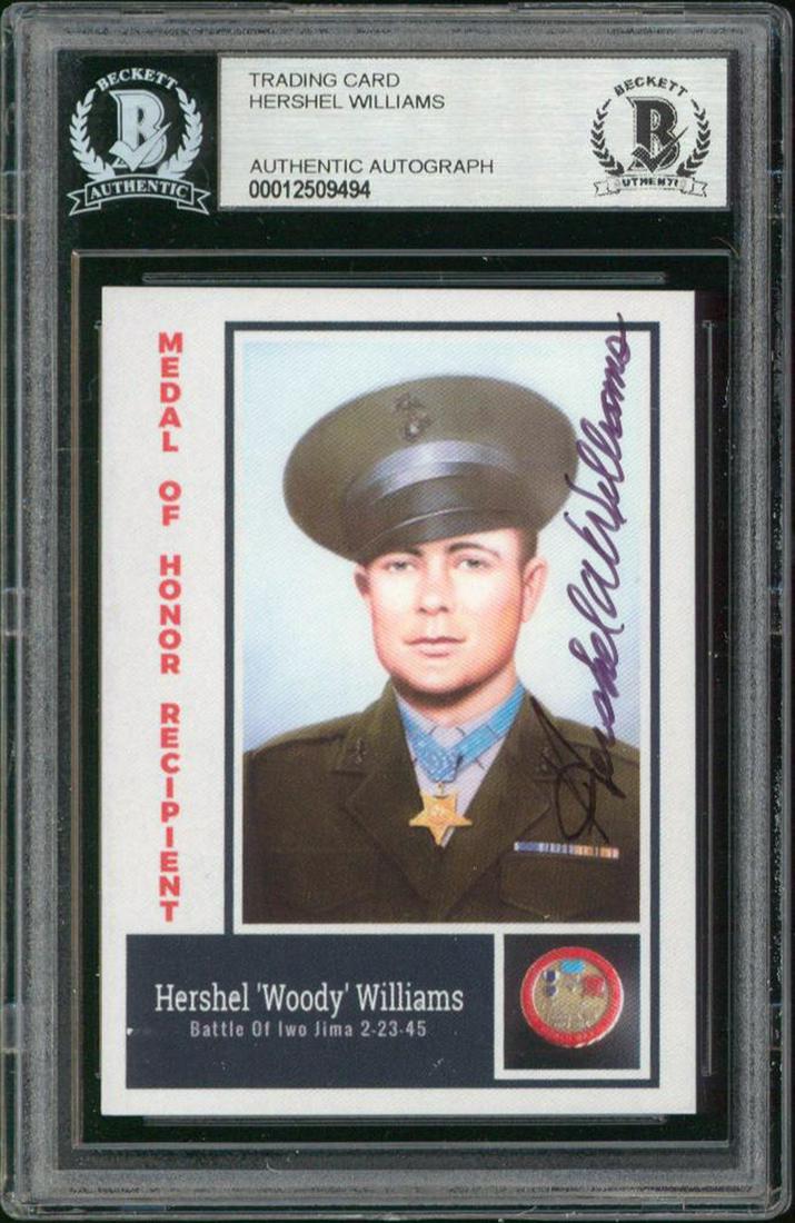 Hershel Williams Signed Metal Of Honor Recipient: Hershel Williams Signed Metal Of Honor Recipient Trading Card BAS Slabbed