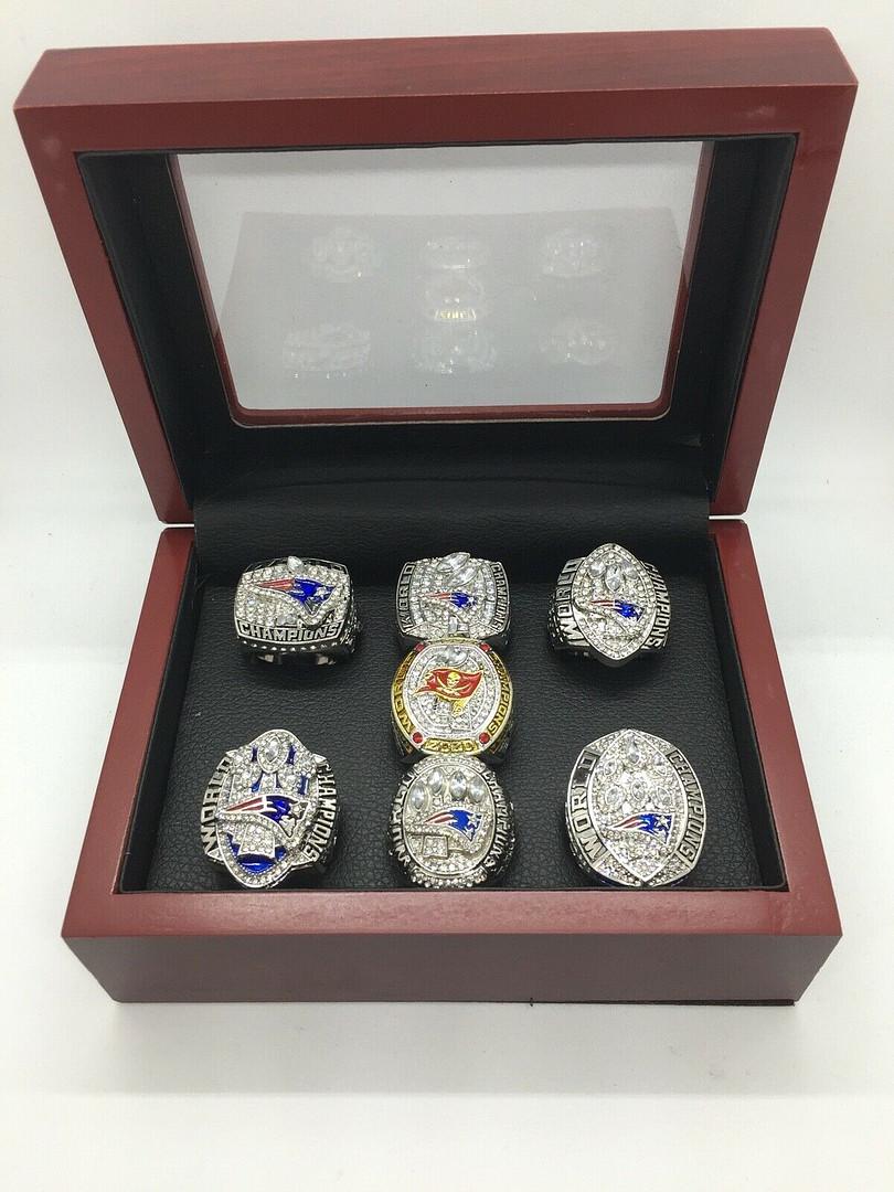 7 Pcs Tom Brady Super Bowl Championship Ring Set with (1 of 1)