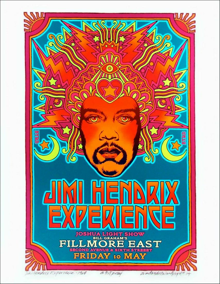 Jimi Hendrix 1968 Fillmore Poster Orig Alternate Design (1 of 1)