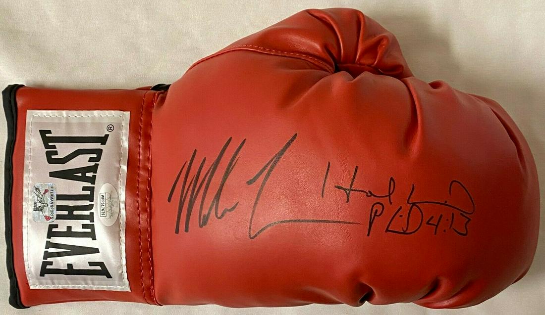 Mike Tyson & Evander Holyfield Signed Red Boxing Glove (1 of 1)